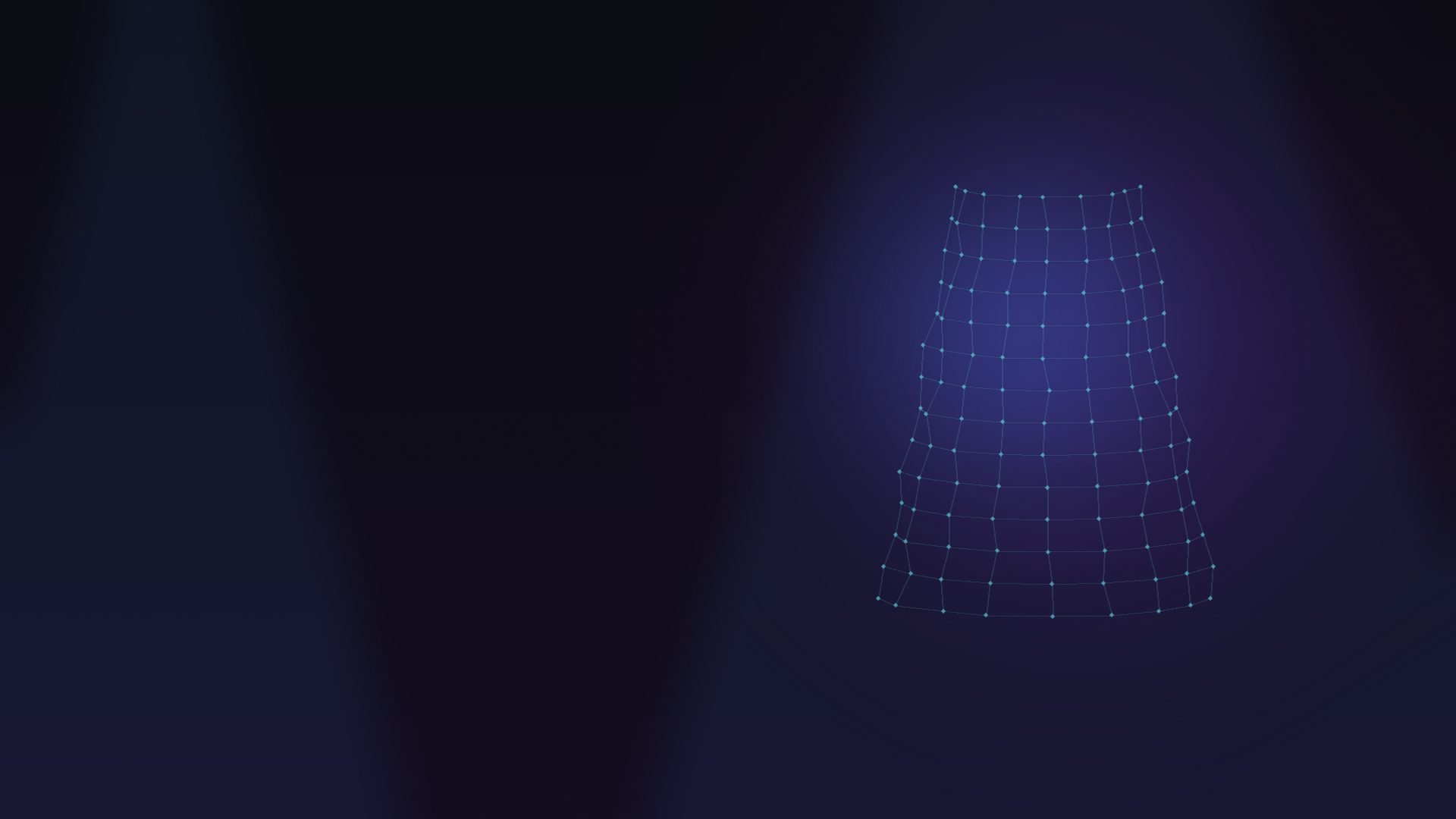 Talent portrait merging into a secure digital wireframe — the Lumovex verified likeness